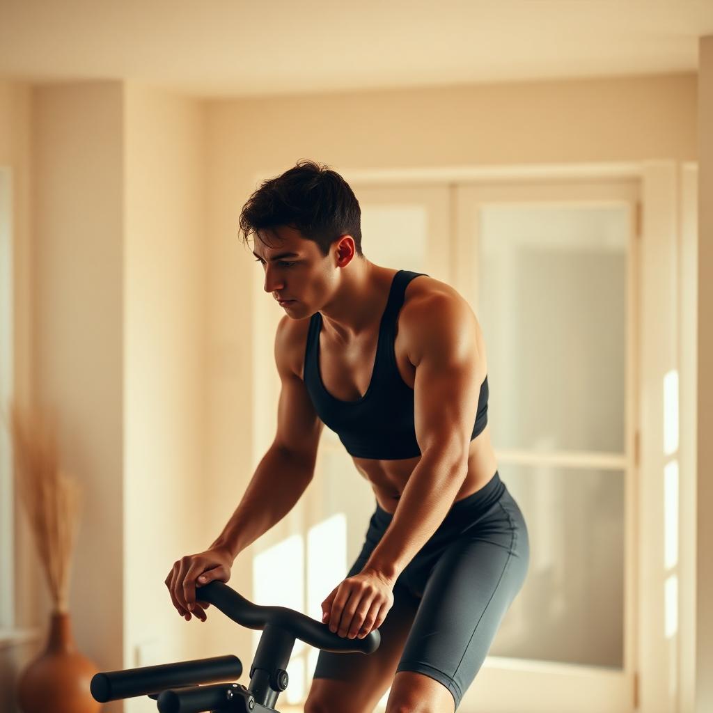 Athlete training on an indoor bike wearing a chest heart rate strap